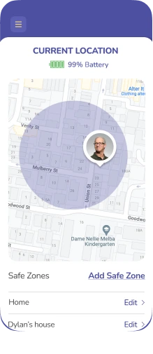 Safe zone location screen